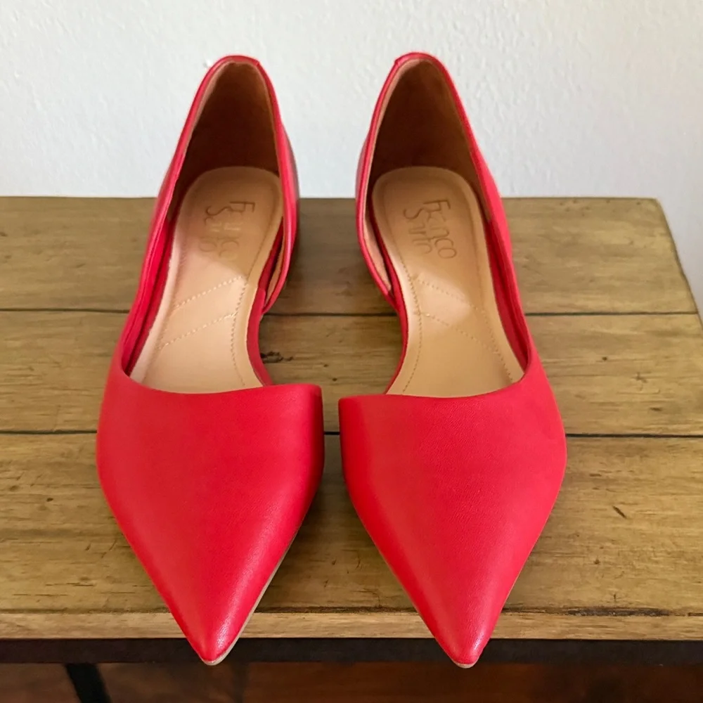Franco Sarto Women's Bold Red Pointed Flats - Picture 2 of 5